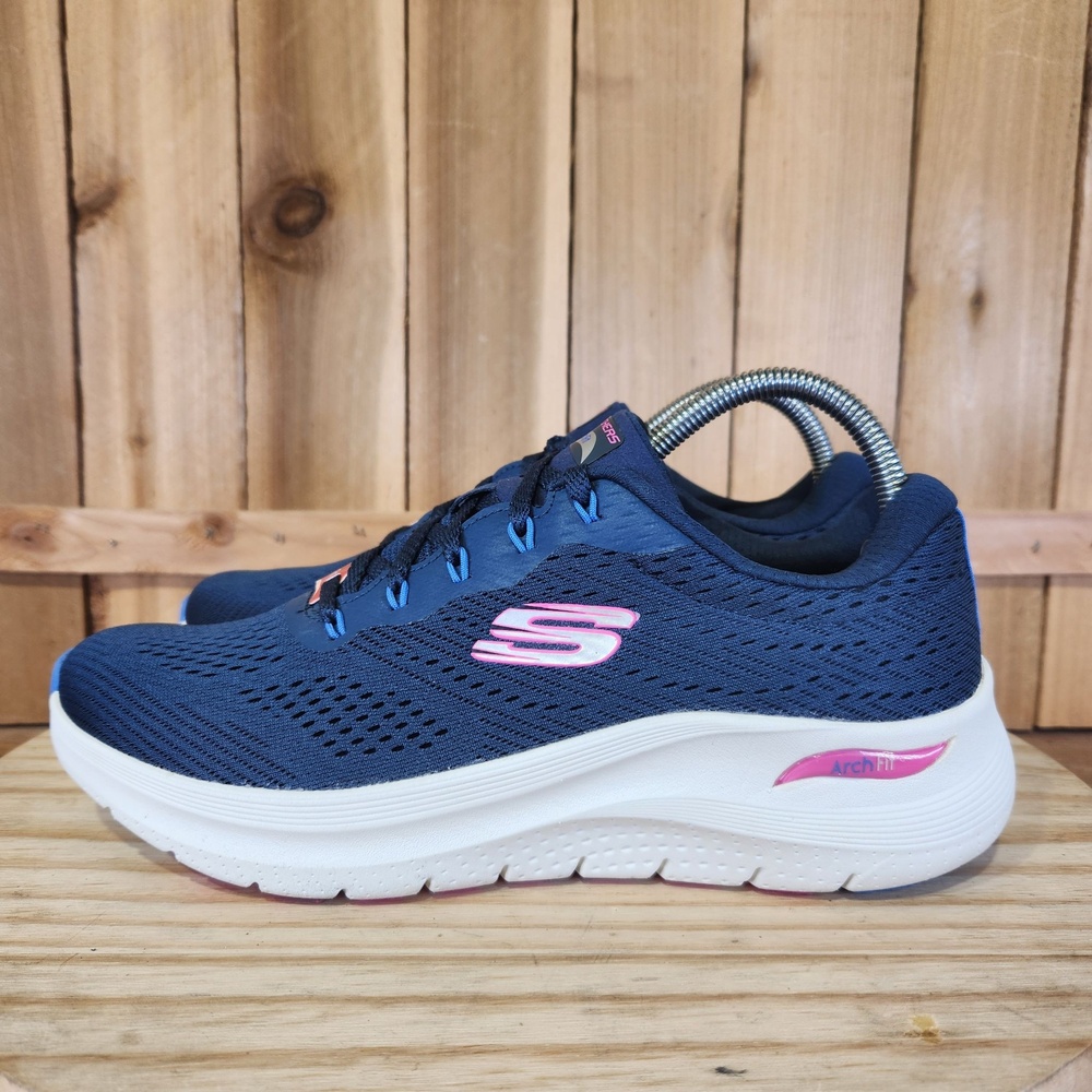 Skechers Arch Fit 2.0 Big League Shoes Womens 9 Blue Mesh Walking Sneakers